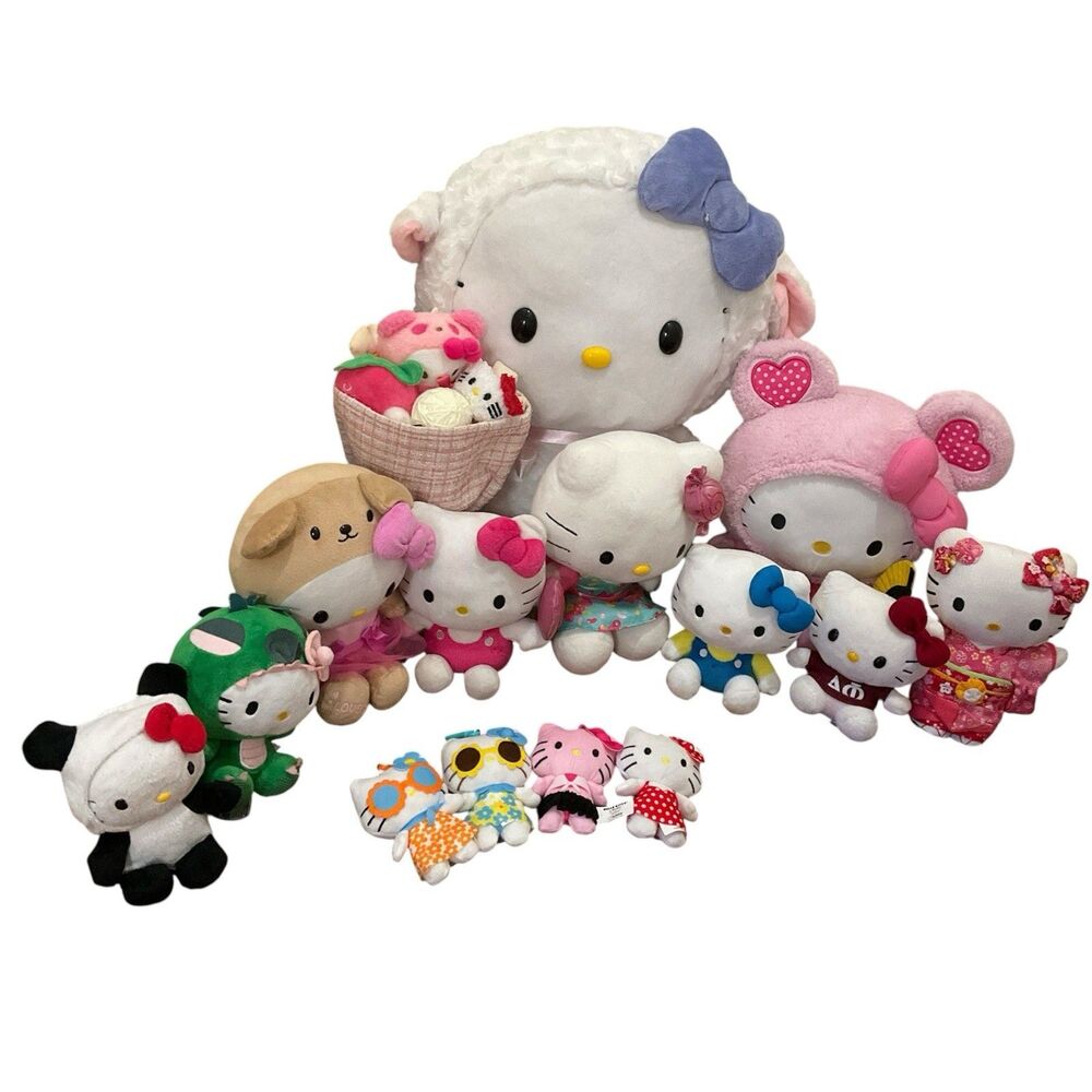 Lot Of 15 Hello Kitty Plush Collector's Edition Sanrio Sizes Vary